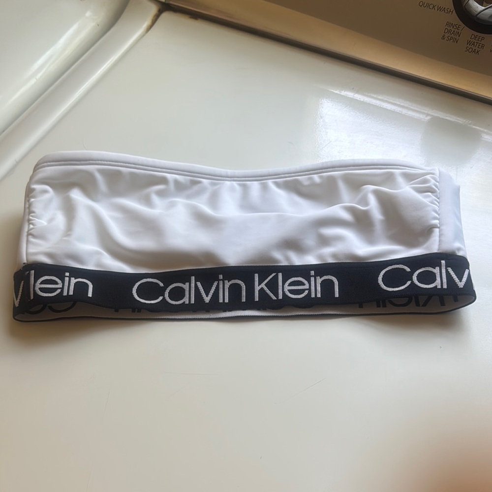 Calvin Klein White Bandeau with Black Logo Band